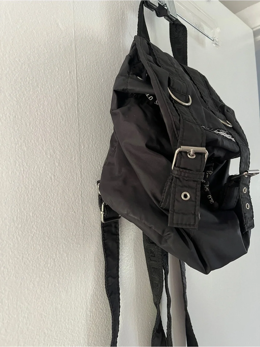 Vintage Ralph Lauren Black Nylon Buckle Backpack